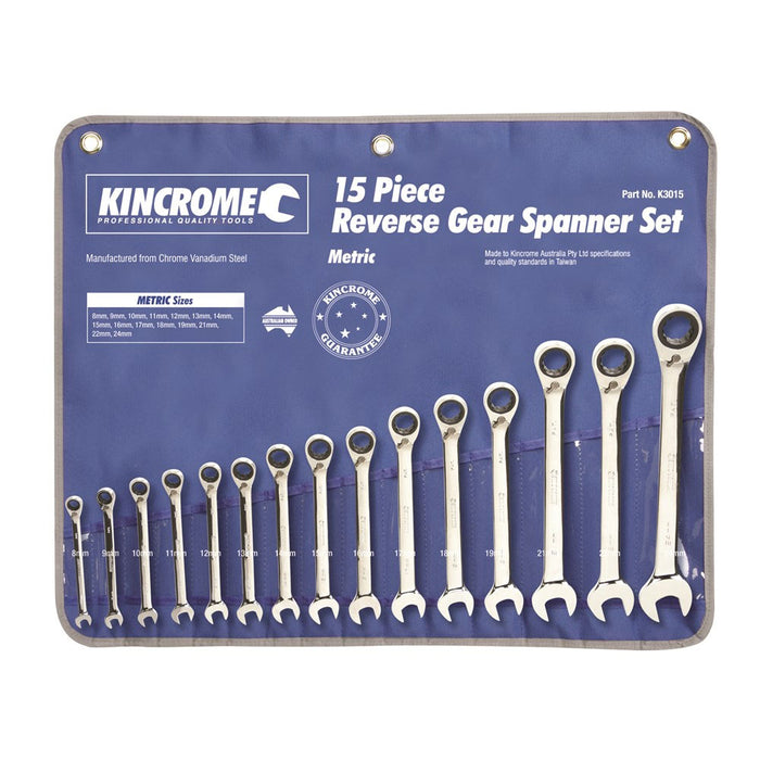 Kincrome Combination Gear Spanner Set 15 Piece