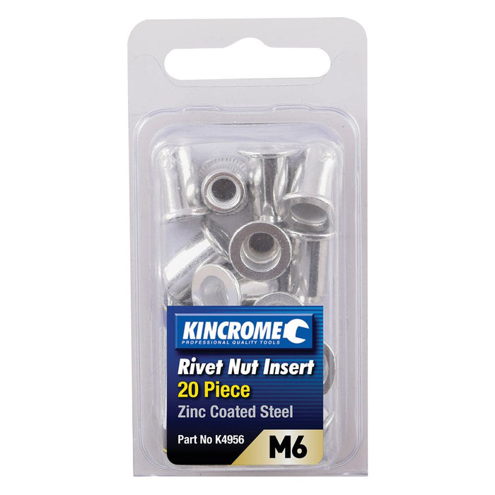 Kincrome Rivet Nut Insert M6 (Zinc Coated Steel) - 20 Pack