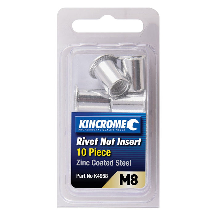 Kincrome Rivet Nut Insert M8 (Zinc Coated Steel) - 10 Pack
