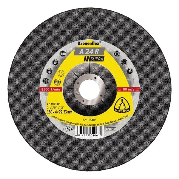 Klingspor Grinding Disc, A 24 R Supra, 180 x 7 x 22,23mm