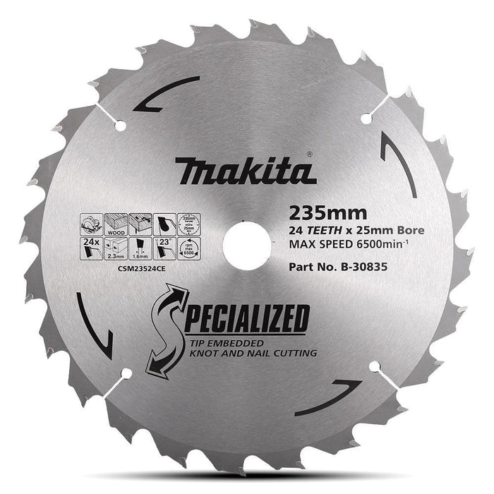 Makita Knot & Nail TCT Saw Blade 235mm X 25mm X 24T