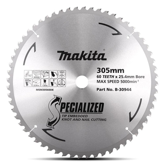 Makita Knot & Nail TCT Saw Blade 305mm X 25.4mm X 60T