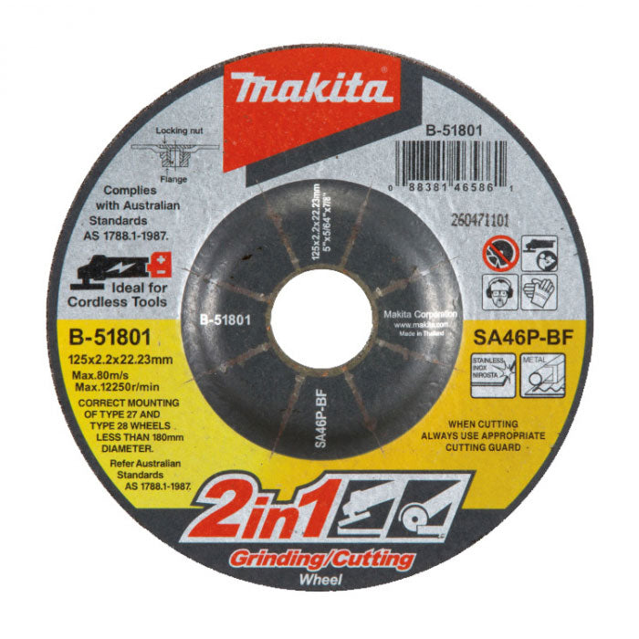 Makita 115 x 2.0 x 22.23 Grinding & Cutting Wheel Inox, 25pk