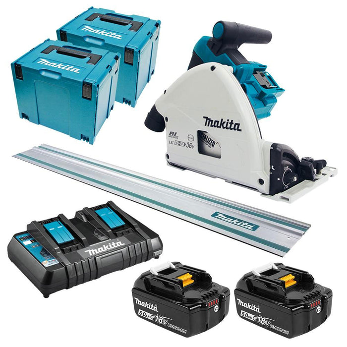 Makita 36V(2 x 18V) Brushless 165mm Plunge Saw Kit with Track Saw