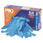 Pro Choice Safety Disposable Blue Nitrile Powder Free Gloves Small, Box of 100