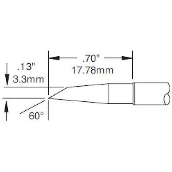 Metcal Cartridge Hoof 3.3mm (0.13 In) 60 DEG LL