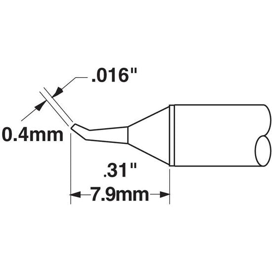 Metcal Cartridge Conical Reach 0.6MM X 8MM Lg 35Deg