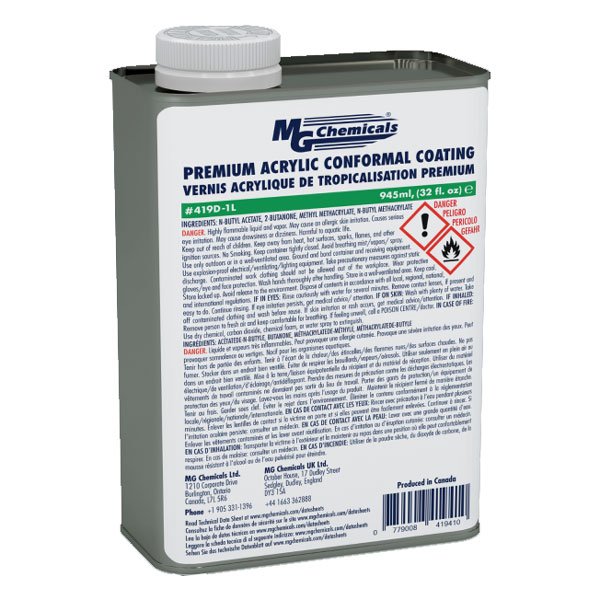 MG Chemicals Premium Acrylic Conformal Coating, 945 ml