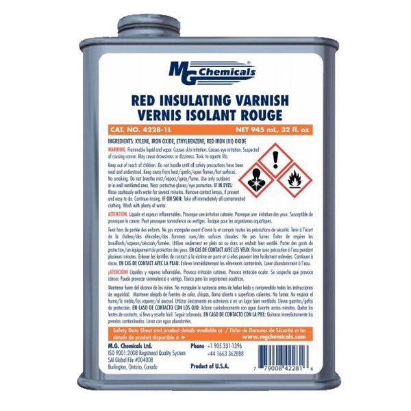 MG Chemicals 4228 Red Insulating Varnish, 1L