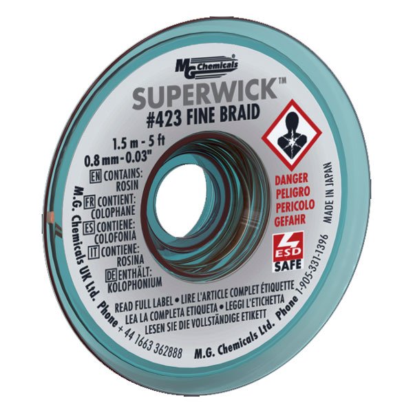 MG Chemicals Superwick 423 Fine Braid- #1 White, Static Free, 1.5M