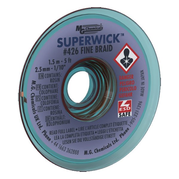 MG Chemicals Superwick 426 Fine Braid - #4 Blue, Static Free, 1.5M