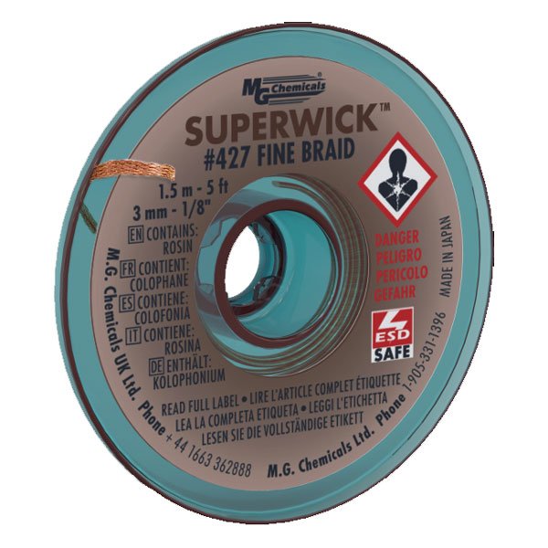 MG Chemicals Superwick 427 Fine Braid - #5 Brown, Static Free, 1.5M