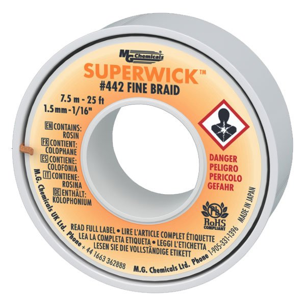 MG Chemicals Superwick 442 Fine Braid - #2 Yellow, 7.6M