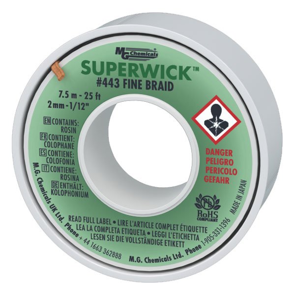 MG Chemicals Superwick 443 Fine Braid #3 Green, 7.5M For Sale Online –  Mektronics