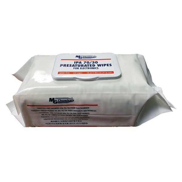 MG Chemicals IPA 70/30 Presaturated Wipes, Pack of 175