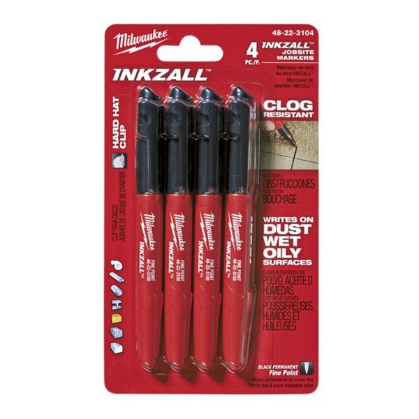 Milwaukee INKZALLâ„¢ Black Fine Point Markers, 4pk