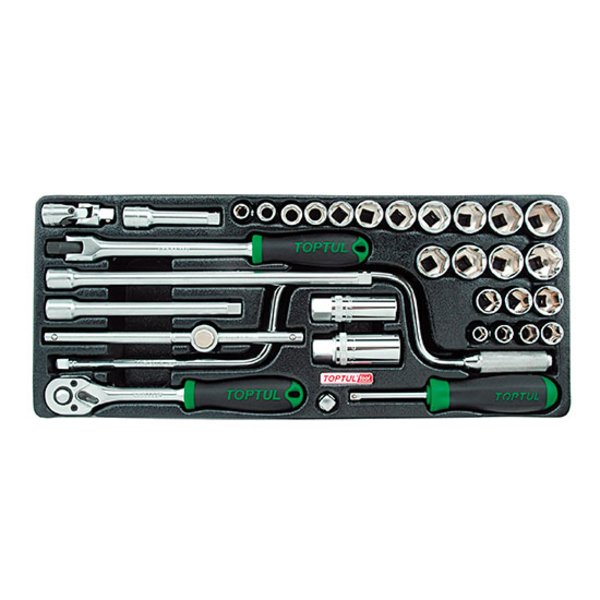Toptul 34pc 3/8in Dr. 6pt Socket Set