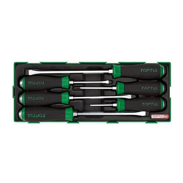 Toptul 6pc Go-Thru Slotted & Phillips Screwdriver Set (Modular Insert Tray System)