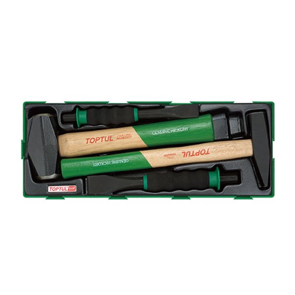 Toptul 4pc Hammer & Soft Grip Chisel Set (Modular Insert Tray System)