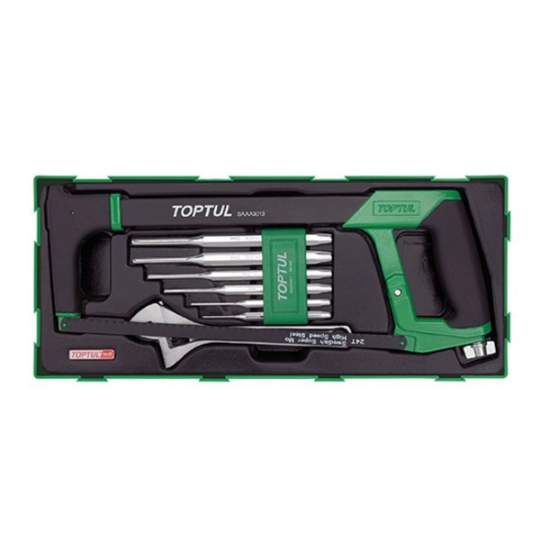 Toptul 8pc Hacksaw Adjustable Wrench & Pin Punch Set (Modular Insert Tray System)