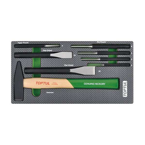 Toptul 8pc Hammer Punch & Chisel Set (Modular Insert Tray System)