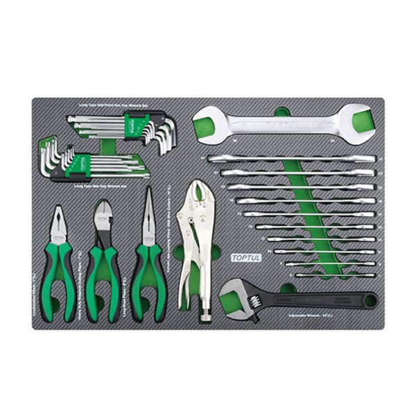 Toptul 34pc Wrench Assortment & Pliers Set (Modular Insert Tray System ...