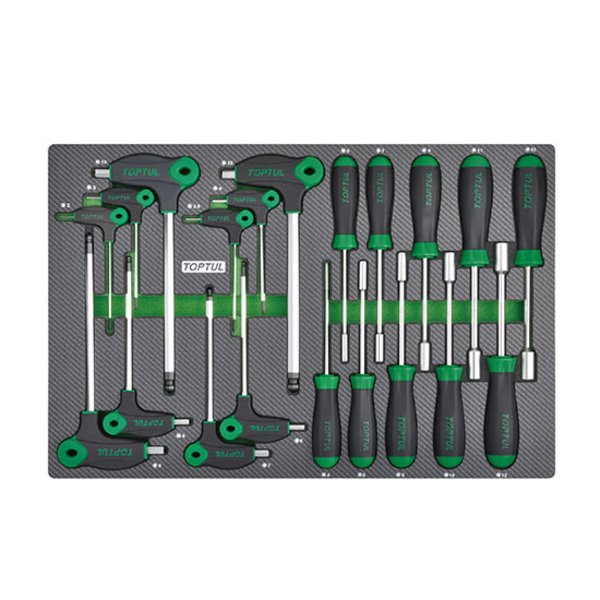 Toptul 20pc Hex Nutspinner & Two Way Ball Point Key Set (Modular Insert Tray System)