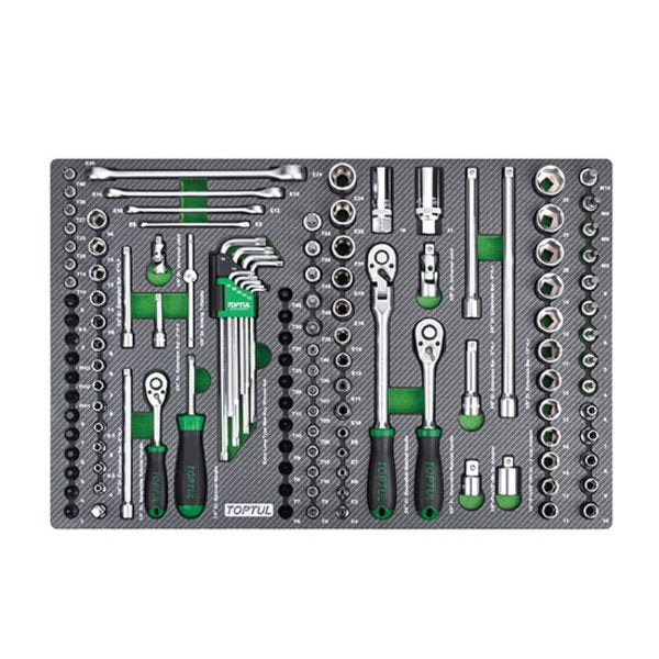 Toptul 104pc 3/8in & 1/2in Dr. Flank Socket Sat (Modular Insert Tray System)