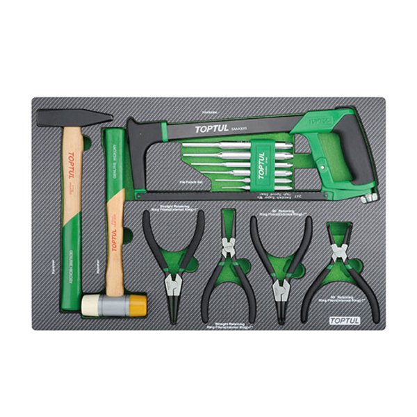 Toptul 13pc Hammer Punch Hacksaw & Plier Set Black Phosphate (Modular Insert Tray System)