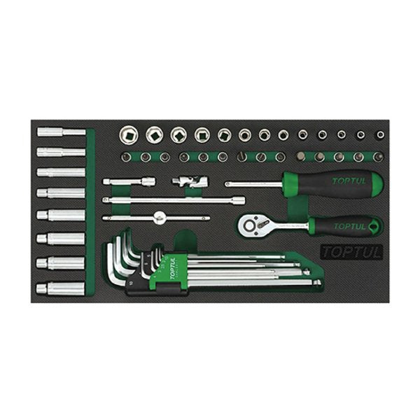 Toptul 50pc 1/2in Dr. 6pt Socket Set (Modular Insert Tray System)