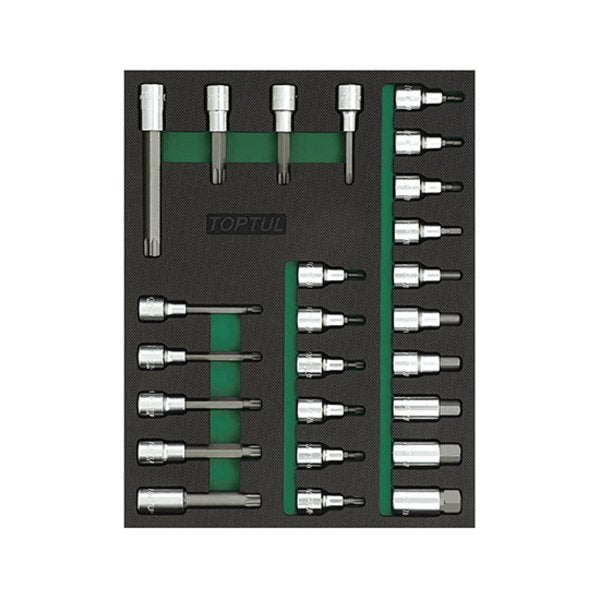 Toptul 25pc 1/2in Dr. Bit Socket Set (Modular Insert Tray System)