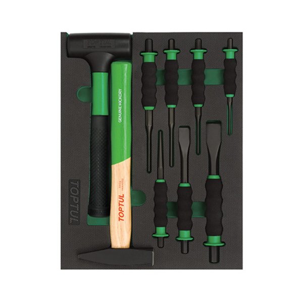 Toptul 9pc Hammer Punch & Chisel Set (Modular Insert Tray System)