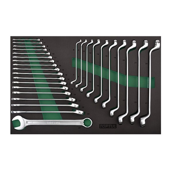 Toptul 28pc Combination & Double Ring Spanner Set (Modular Insert Tray System) - Metric