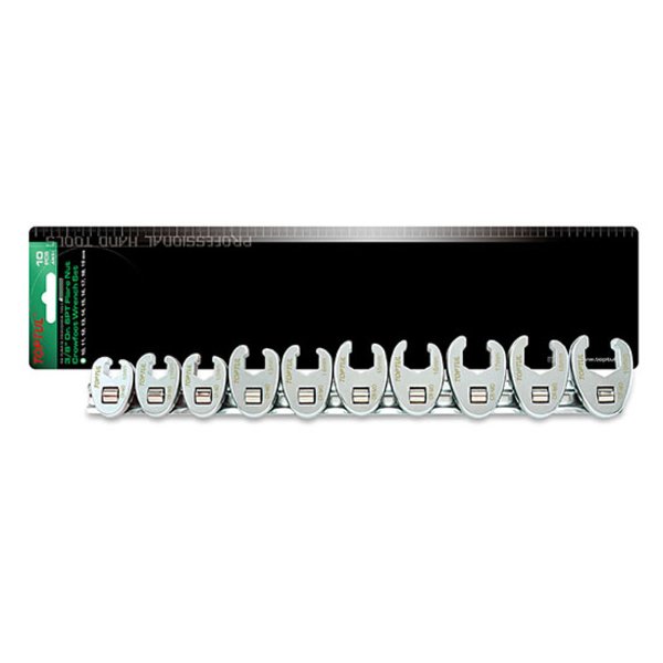 Toptul 10pc 3/8in Flare Nut Crowfoot Wrench Set 10-19mm