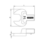 Toptul 17mm Torque Wrench Insert (Open End) 9x12mm