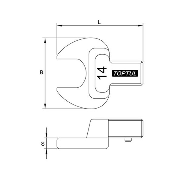 Toptul 16mm Torque Wrench Insert (Open End)14x18mm