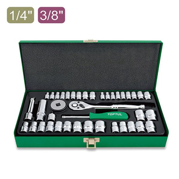 Toptul 40pc 1/4in 3/8in Dr. 6pt Socket Set
