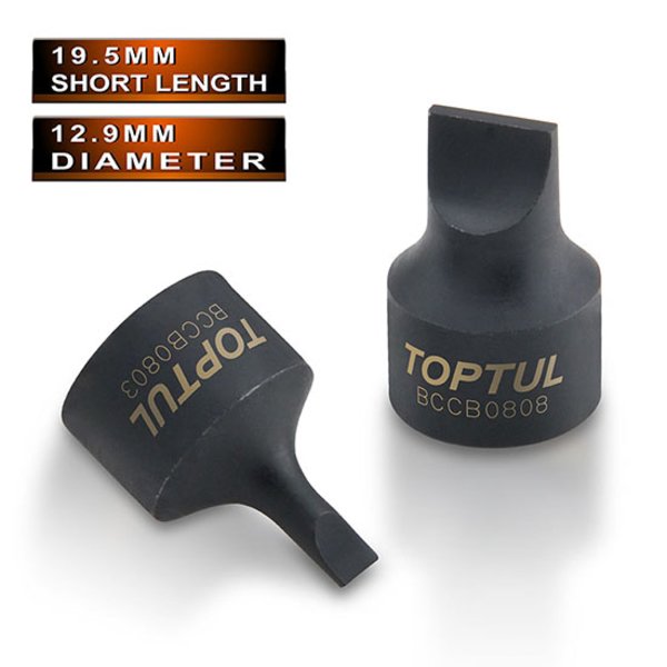 Toptul Stubby Slotted Bit Socket Black Phosphate 1/4in Dr. 1.2 x 8mm