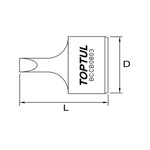 Toptul Stubby Slotted Bit Socket Black Phosphate 1/4in Dr. 0.5 x 3mm