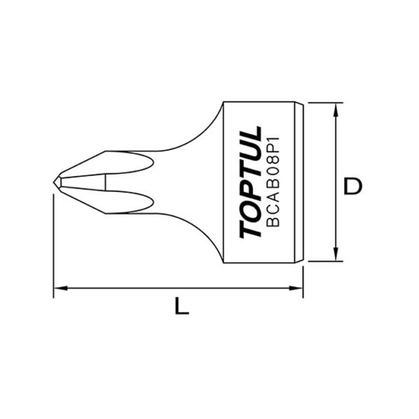 Toptul Stubby Phillips Bit Socket Black Phosphate 1/4in Dr. x PH1