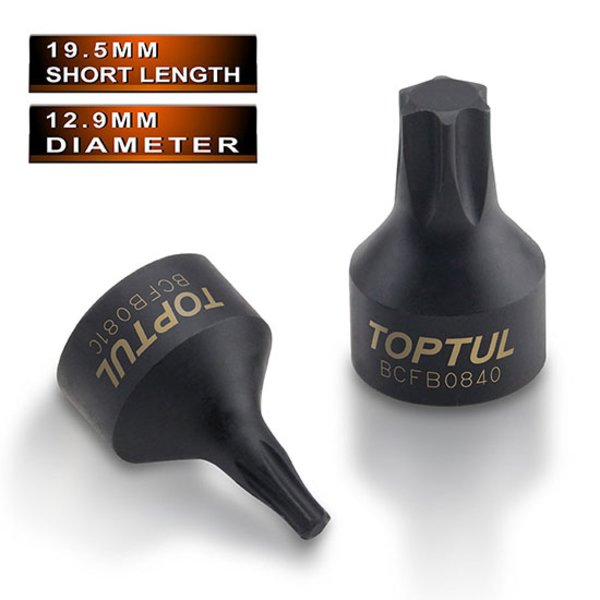 Toptul Stubby Star (Torx) Bit Socket Black Phosphate 1/4in Dr. x T30