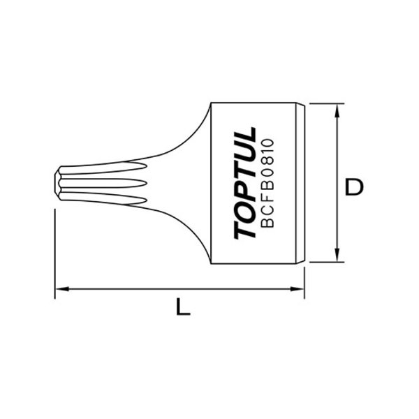 Toptul Stubby Star (Torx) Bit Socket Black Phosphate 1/4in Dr. x T40