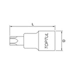 Toptul Star (Torx) Tamperproof Bit Socket 1/4in Dr. x T10