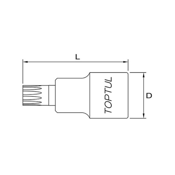 Toptul Spline Bit Socket 1/2in Dr. x M16