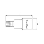 Toptul Spline Bit Socket 1/2in Dr. x M5