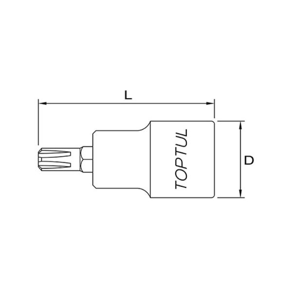 Toptul Ribe Bit Socket 1/2in Dr. x M14 x 55mm