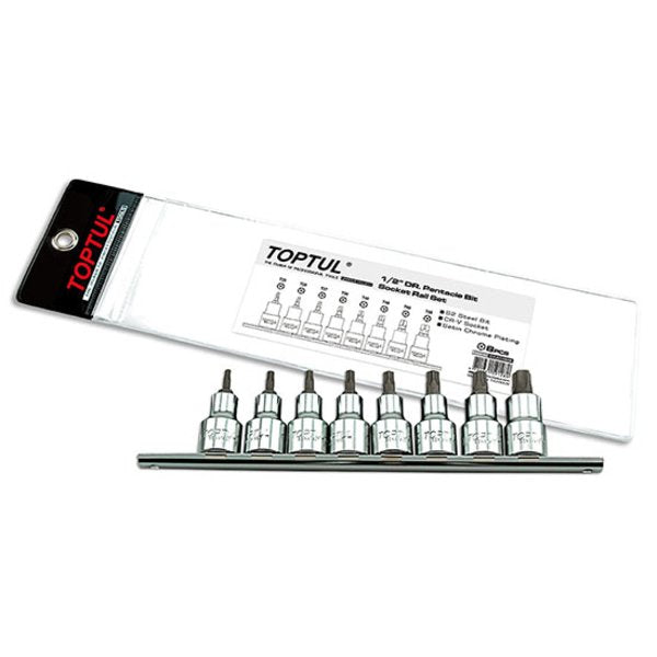 Toptul 8pc 1/2in Dr. Pentacle Bit Socket Rail Set
