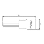 Toptul 1/2in Dr. Hex Bit Socket Long 8mm x 80mm