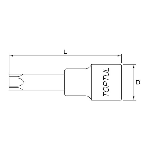 Toptul 1/2 Dr. Star (Torx) Bit Socket Long 1/2in Dr. x T25 x 80mm