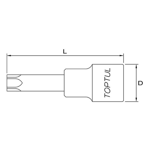 Toptul Star (Torx) Tamperproof Bit Socket Extra Long 1/2in Dr. x T50 x 120mm
